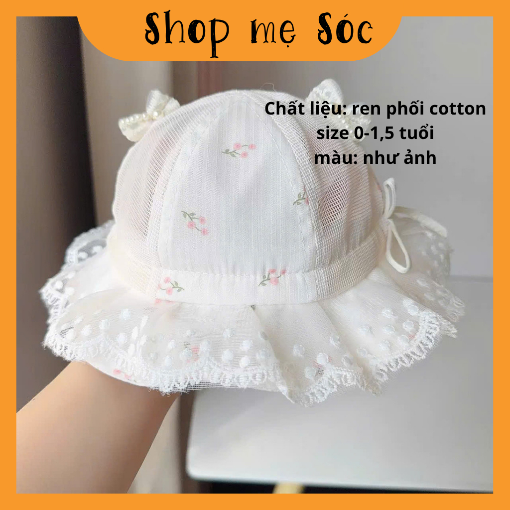 Mũ Vành Ren Bèo Mỏng Nhẹ,Dễ Thương Cho Bé Gái 0-1,5 Tuổi Mesocshop