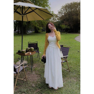 •𝙆𝙞𝙣𝙜𝙨𝙝𝙤𝙥𝙗𝙚𝙖𝙪𝙩𝙮•Set Váy Trắng Mix CDG Vàng QC