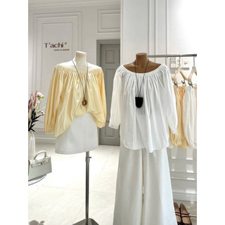 SEP House - Áo trễ vai thô boi tay dài dáng bồng xoè 2 màu trắng vàng trendy dễ phối mùa hè - Hàng loại 1
