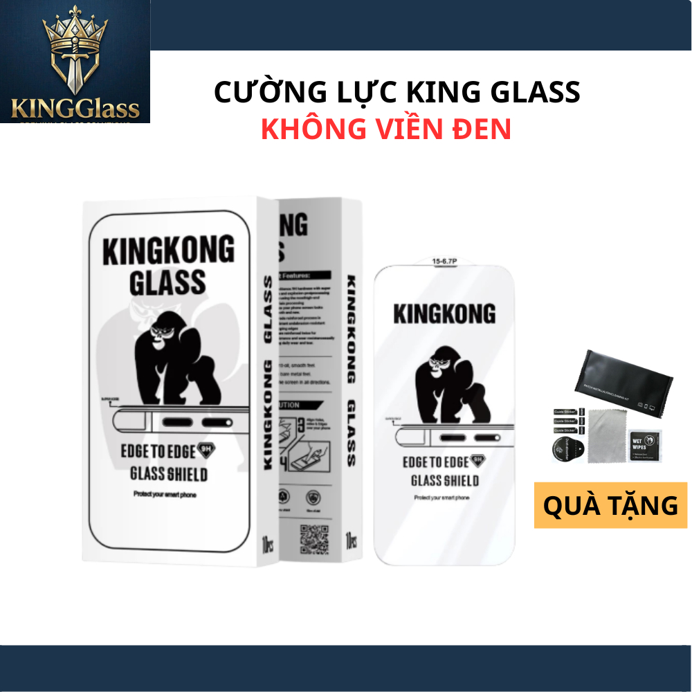 Kính cường lực cao cấp  KING GLASS Không viền đen cho điện cho iphone giúp tăng cường tầm nhìn