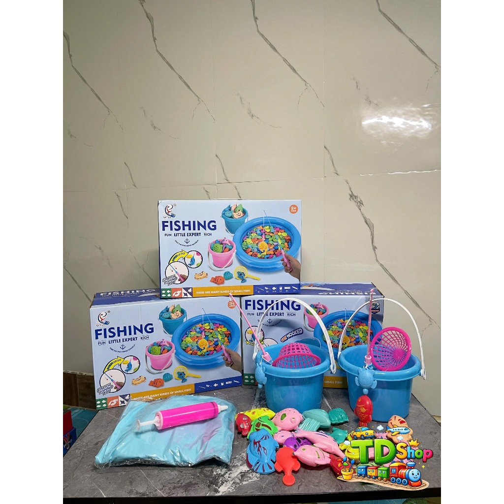Bộ Đồ Chơi Câu Cá Nam Châm Cho Bé 3+ – Chậu Câu Cá Mini Kèm Cần Câu, Vợt, Cá Nhựa Nhiều Màu