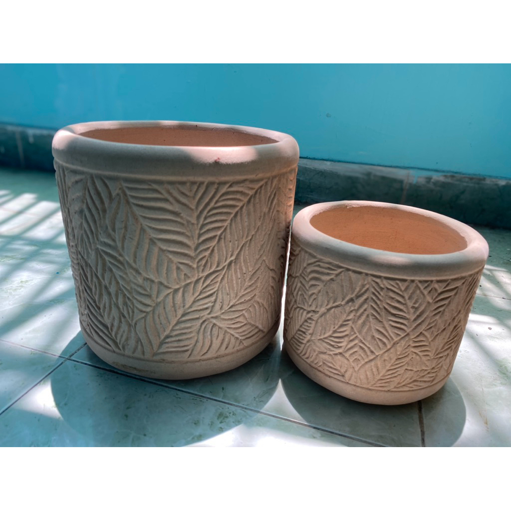 Chậu Hoa Văn-Chậu Đất Nung-Combo 2