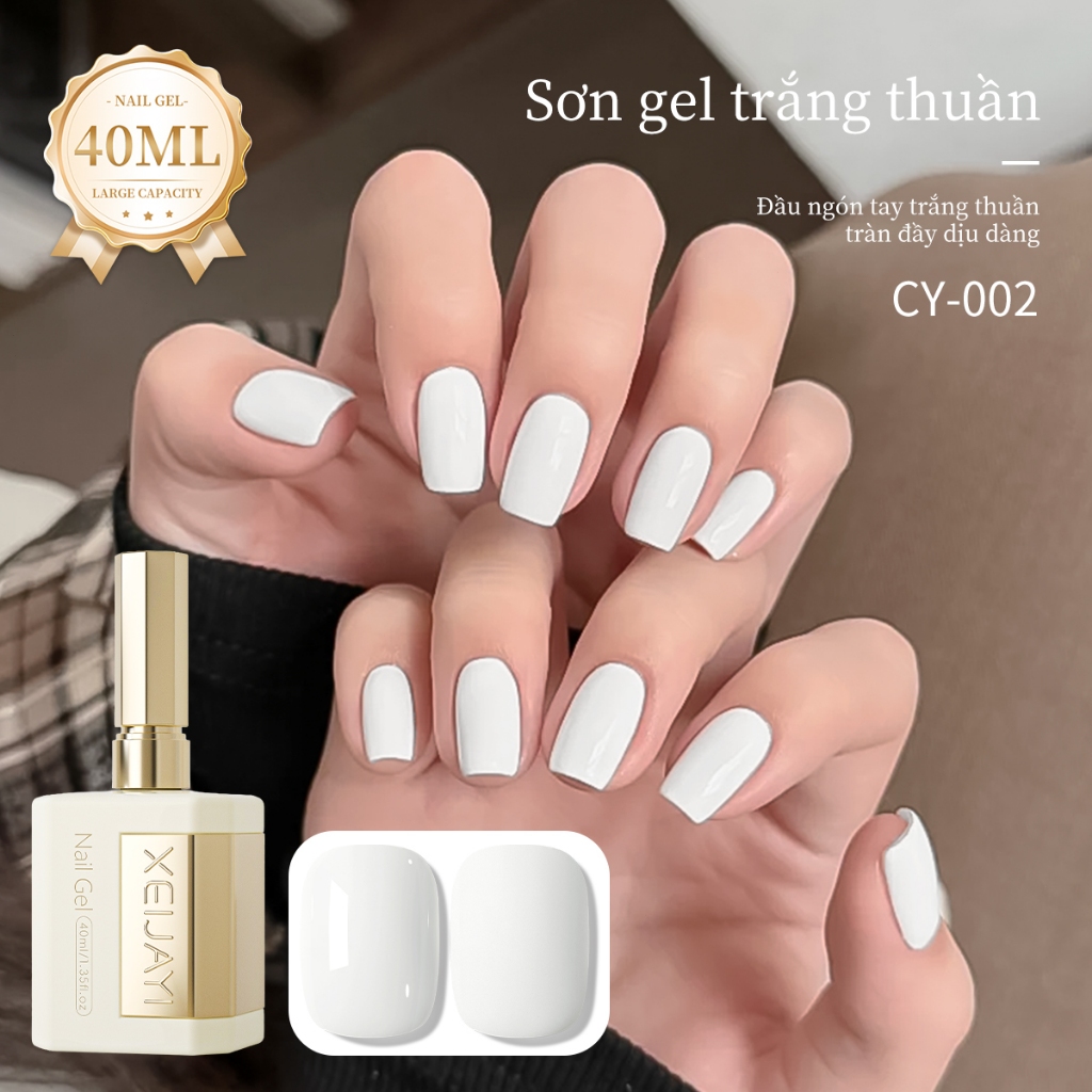XEIJAYI 40ml - Sơn móng tay dạng gel trắng cổ điển, độ bóng lâu trôi, thích hợp cho việc tự làm nghệ thuật vẽ móng.