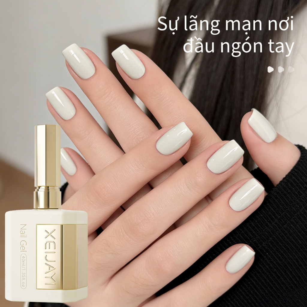 XEIJAYI 40ml sơn móng tay gel màu trắng hạnh nhân mới thích hợp sử dụng cho tiệm làm móng