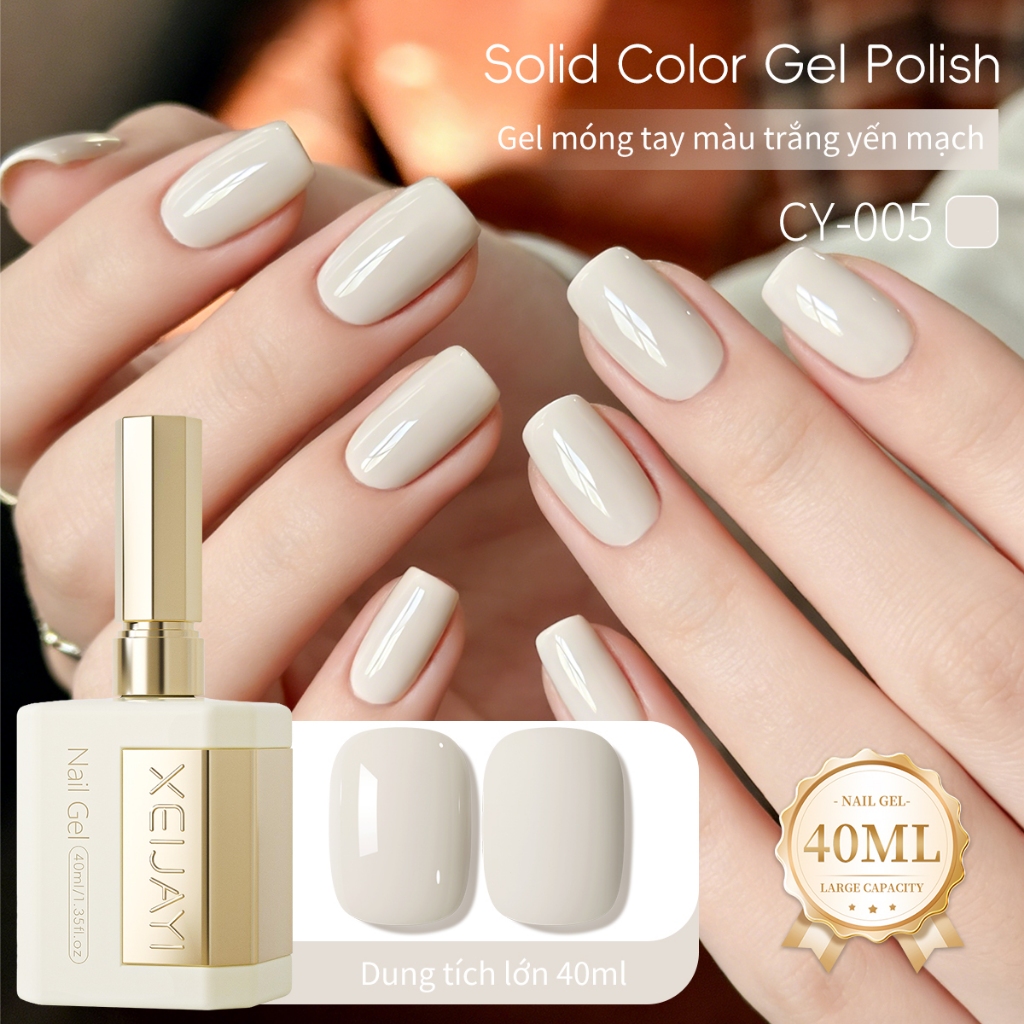 XEIJAYI 40ml-Sơn móng tay dạng gel màu trắng yến mạch mới, độ bóng lâu trôi, phù hợp với mọi tông da