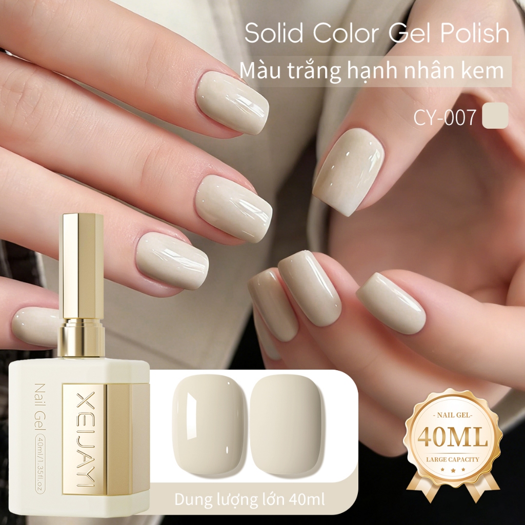 XEIJAYI 40ml - New Creamy Apricot White Gel Nail Polish, bền màu và phù hợp sử dụng hàng ngày.