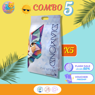 [Tải 19KG] Combo 5 Cát Vệ Sinh Cho Mèo Túi 9L/3.8Kg, Cát Đất Sét Vón Cứng, Khử Mùi Tốt, Thơm Lâu