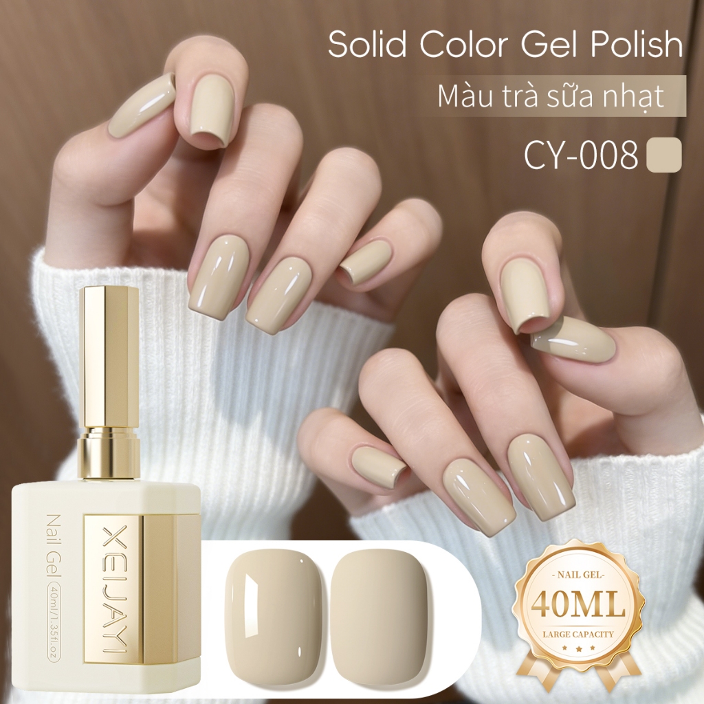 XEIJAYI 40ml - Sơn móng tay dạng gel màu kaki nhạt mới, độ bóng lâu trôi, phù hợp với mọi tông da.
