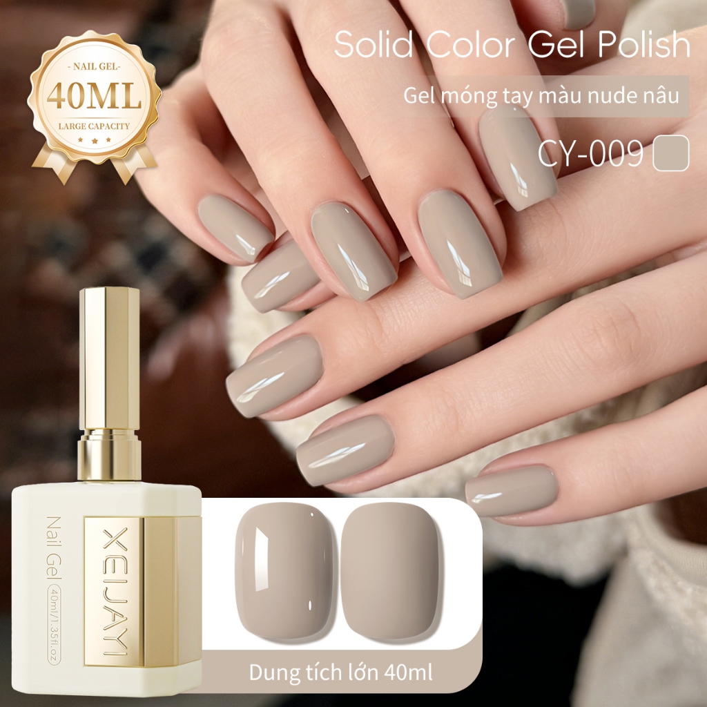 XEIJAYI 40ml - Sơn móng tay dạng gel màu xám nâu mới, độ bóng lâu trôi, phù hợp với mọi tông da.