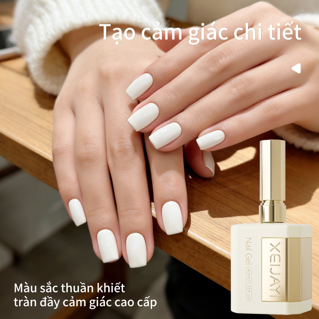 XEIJAYI 40ml - Sơn móng tay gel trắng tối giản, bền màu, phù hợp cho salon và sử dụng hàng ngày.