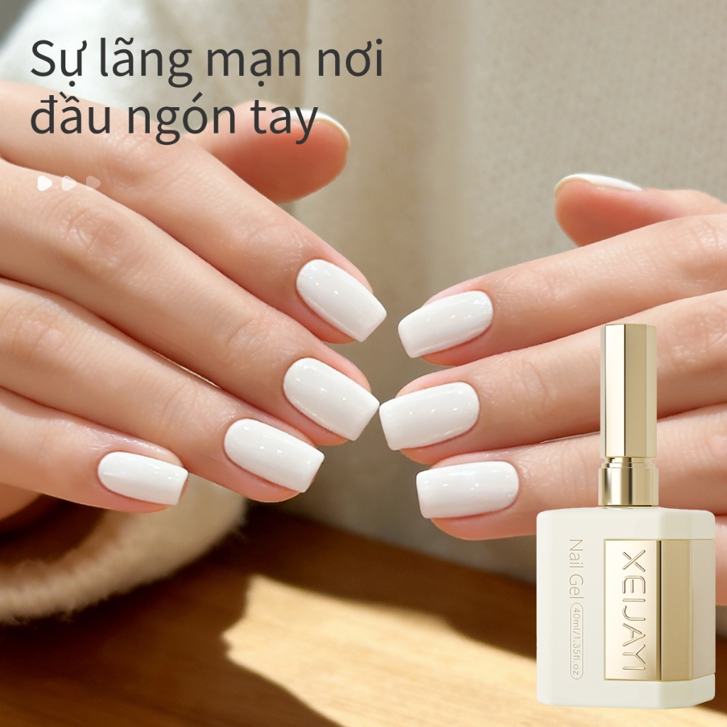 XEIJAYI 40ml - Sơn móng tay gel trắng tối giản, bền màu, phù hợp cho salon và sử dụng hàng ngày.