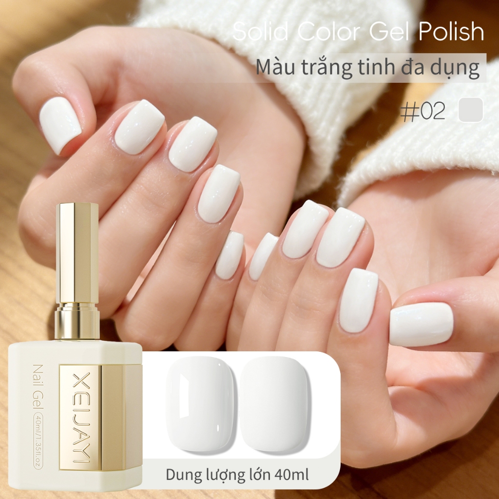 XEIJAYI 40ml - Sơn móng tay gel trắng tối giản, bền màu, phù hợp cho salon và sử dụng hàng ngày.