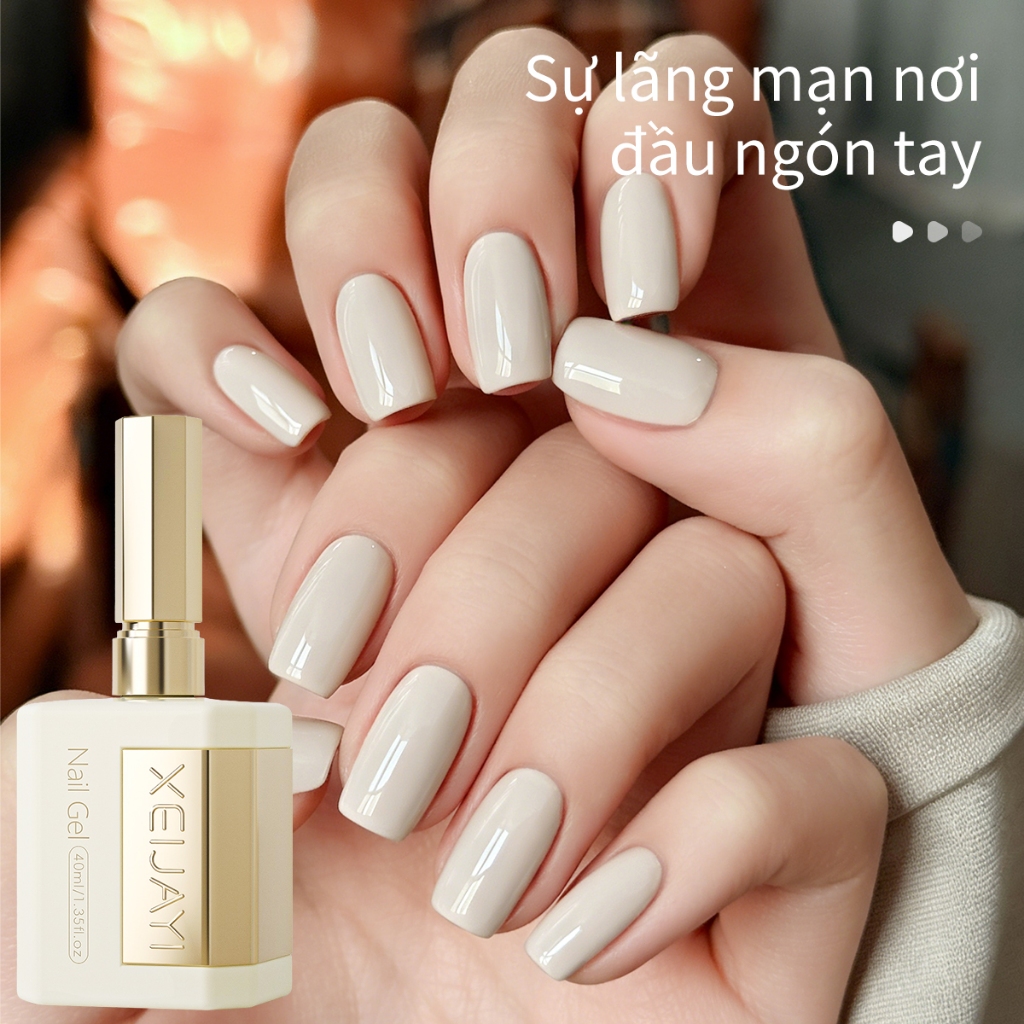 XEIJAYI 40ml-Sơn móng tay dạng gel màu trắng yến mạch mới, độ bóng lâu trôi, phù hợp với mọi tông da