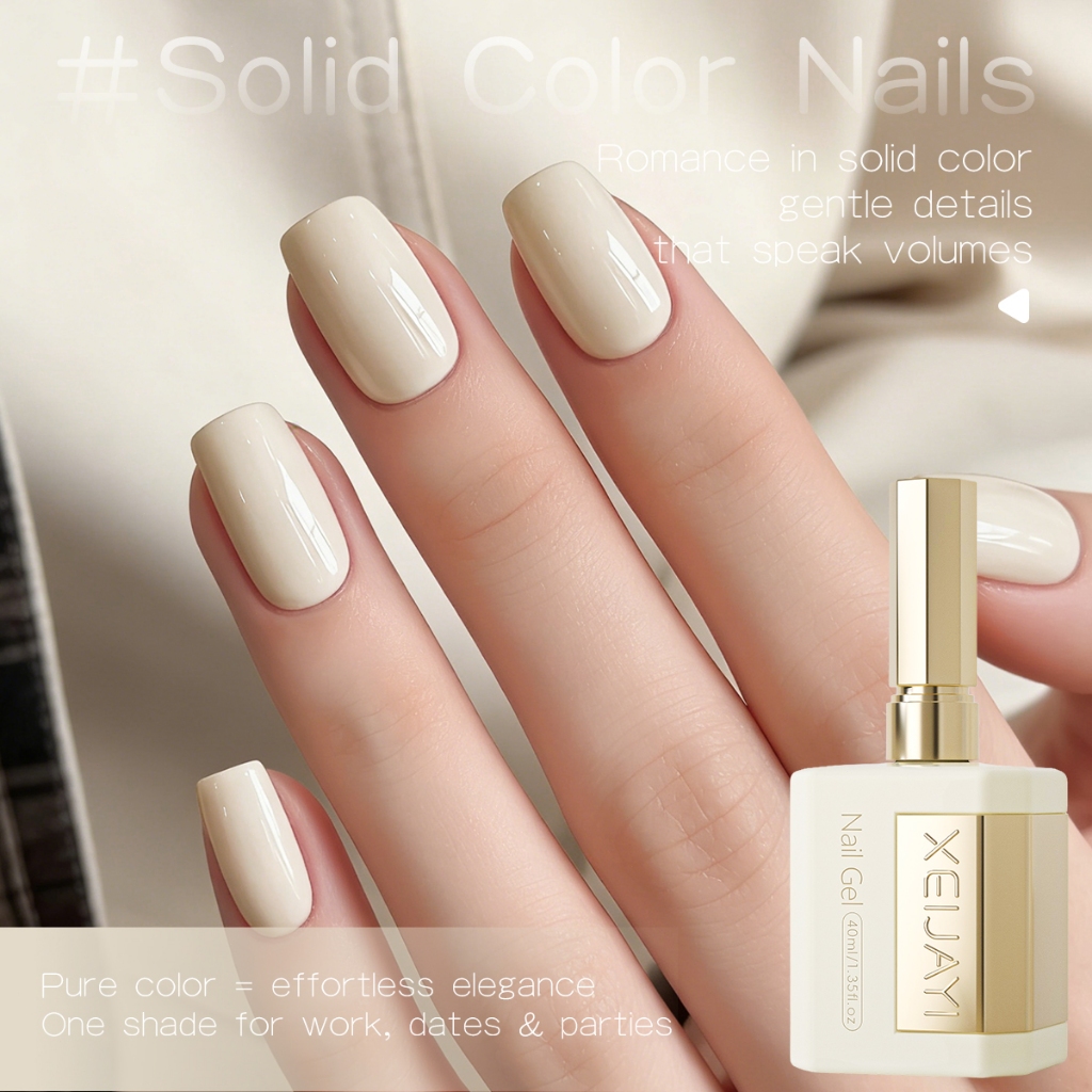 XEIJAYI 40ml - New Creamy Apricot White Gel Nail Polish, bền màu và phù hợp sử dụng hàng ngày.