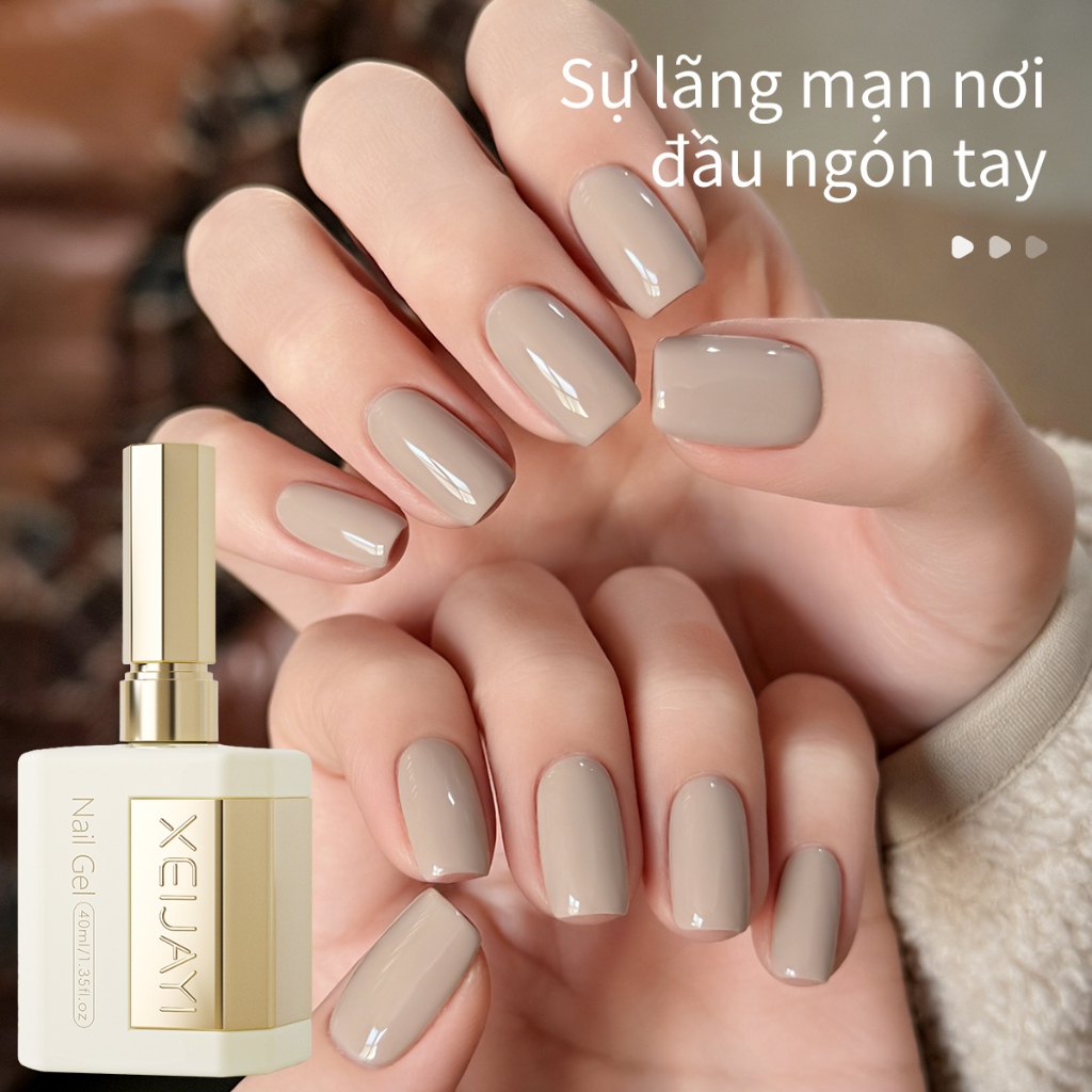 XEIJAYI 40ml - Sơn móng tay dạng gel màu xám nâu mới, độ bóng lâu trôi, phù hợp với mọi tông da.