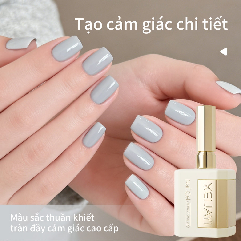 XEIJAYI 40ml-Sơn móng tay dạng gel màu xám trắng mới, bền màu và bóng mượt, thích hợp cho việc tự làm nghệ thuật vẽ móng