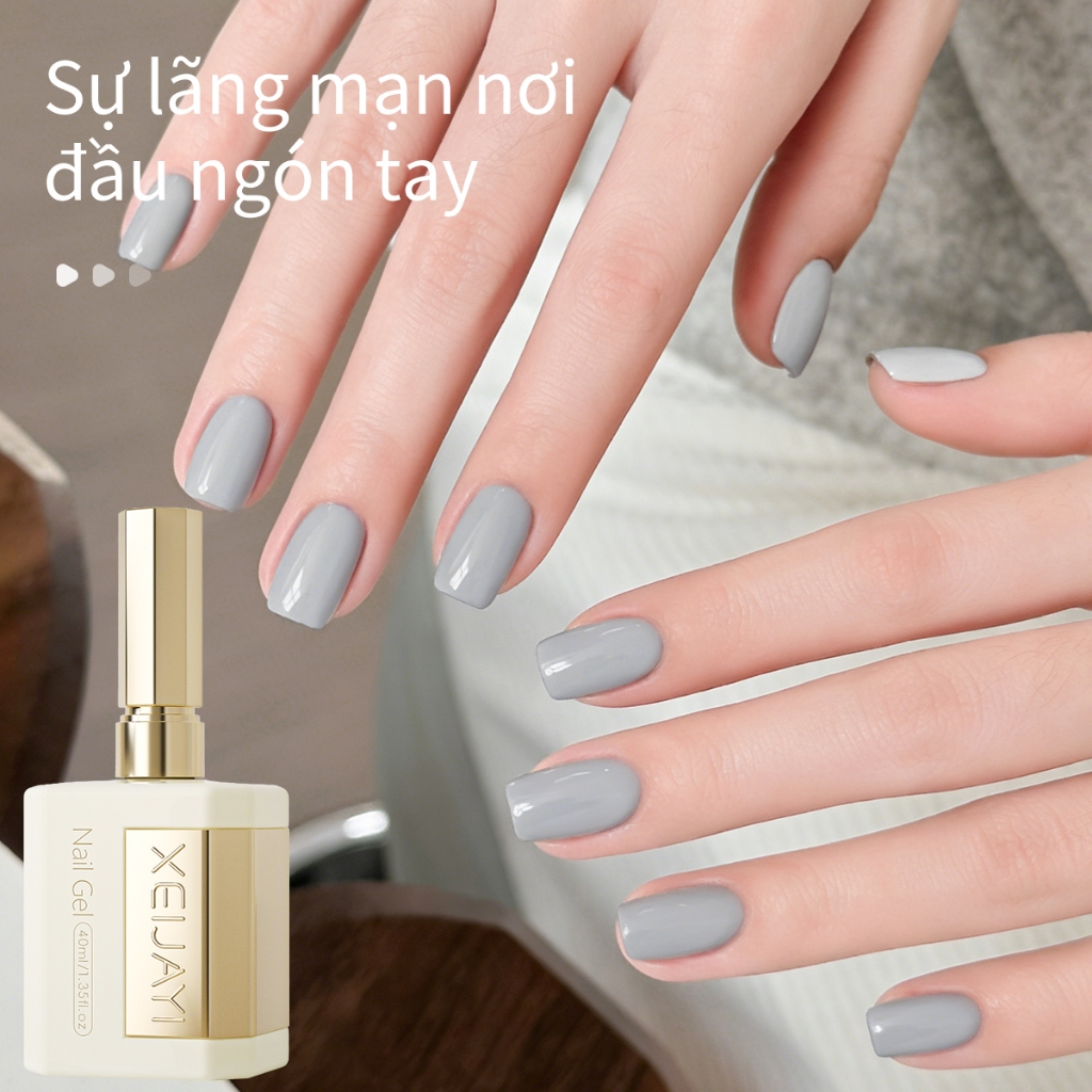 XEIJAYI 40ml-Sơn móng tay dạng gel màu xám trắng mới, bền màu và bóng mượt, thích hợp cho việc tự làm nghệ thuật vẽ móng