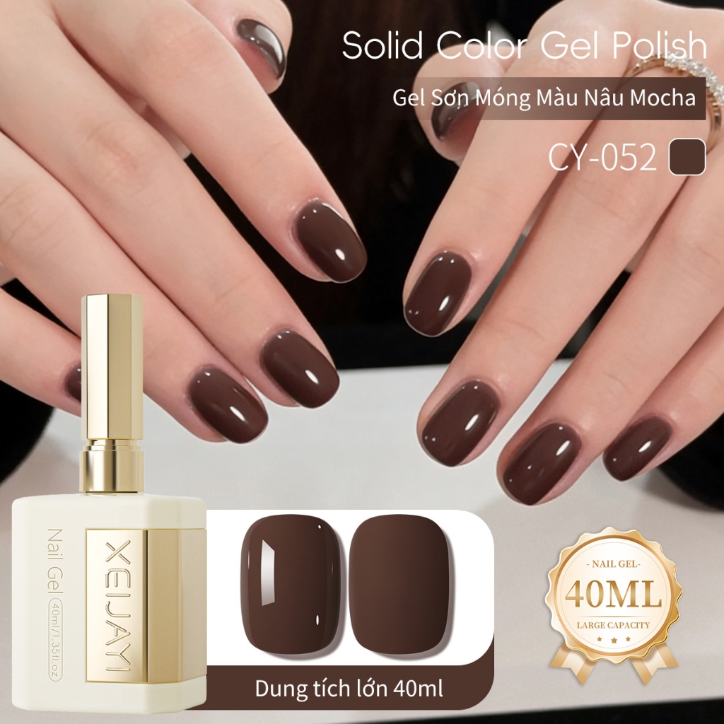 XEIJAYI 40ml - Sơn móng tay dạng gel màu nâu mocha mới, bền màu và bóng mượt, thích hợp cho việc làm móng tay DIY