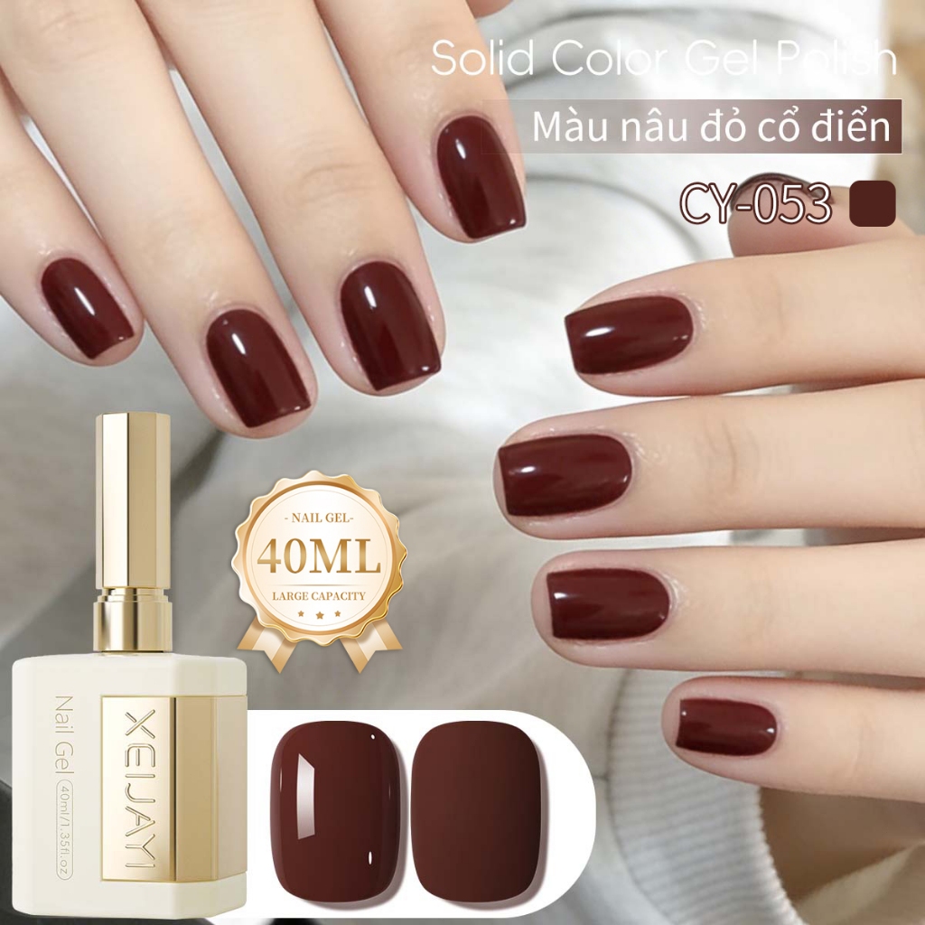 XEIJAYI 40ml sơn móng tay gel màu nâu đỏ mới, bền màu, phù hợp với mọi tông da