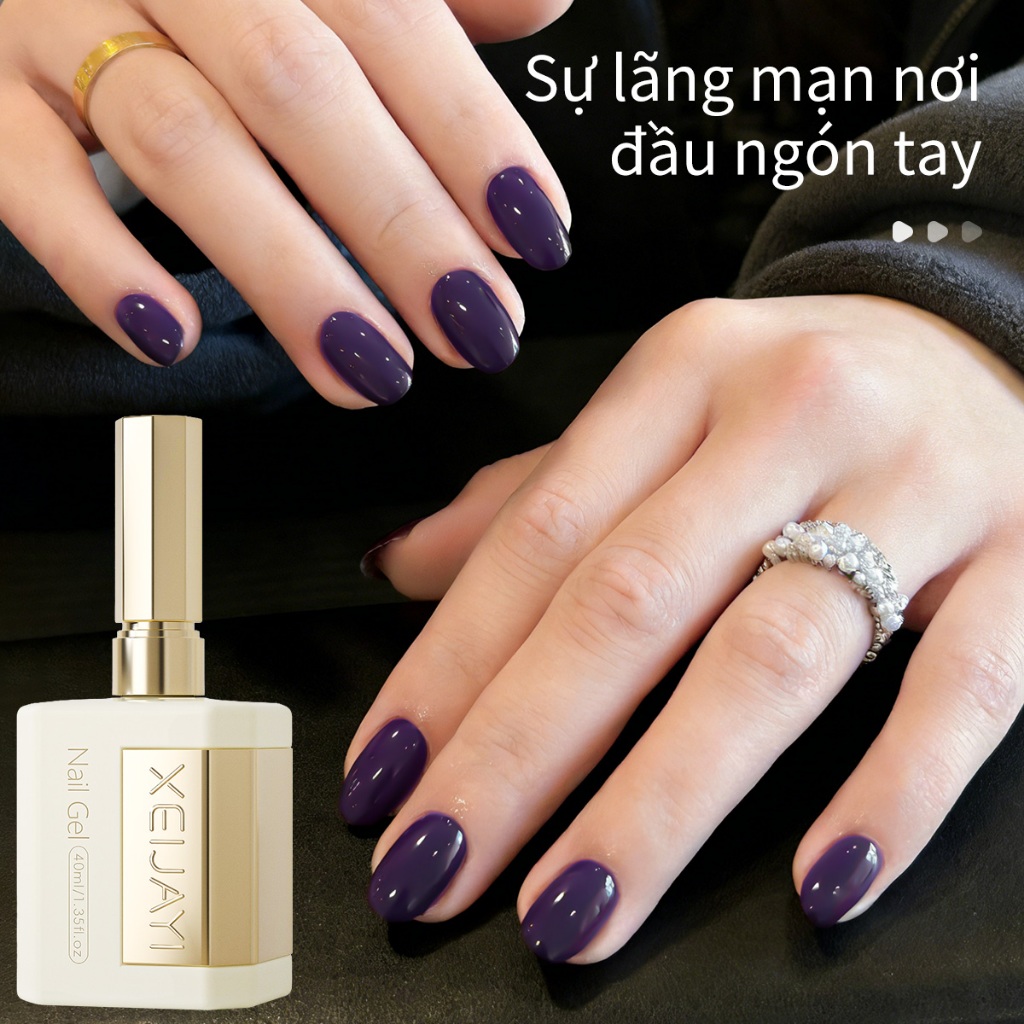 XEIJAYI 40ml - Sơn móng tay dạng gel màu tím đậm mới, bền màu và thích hợp sử dụng tại salon.