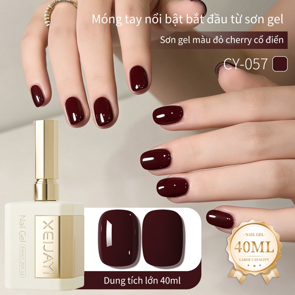 XEIJAYI 40ml - Sơn móng tay dạng gel màu đỏ đậm, bền màu, phù hợp cho salon và sử dụng hàng ngày.