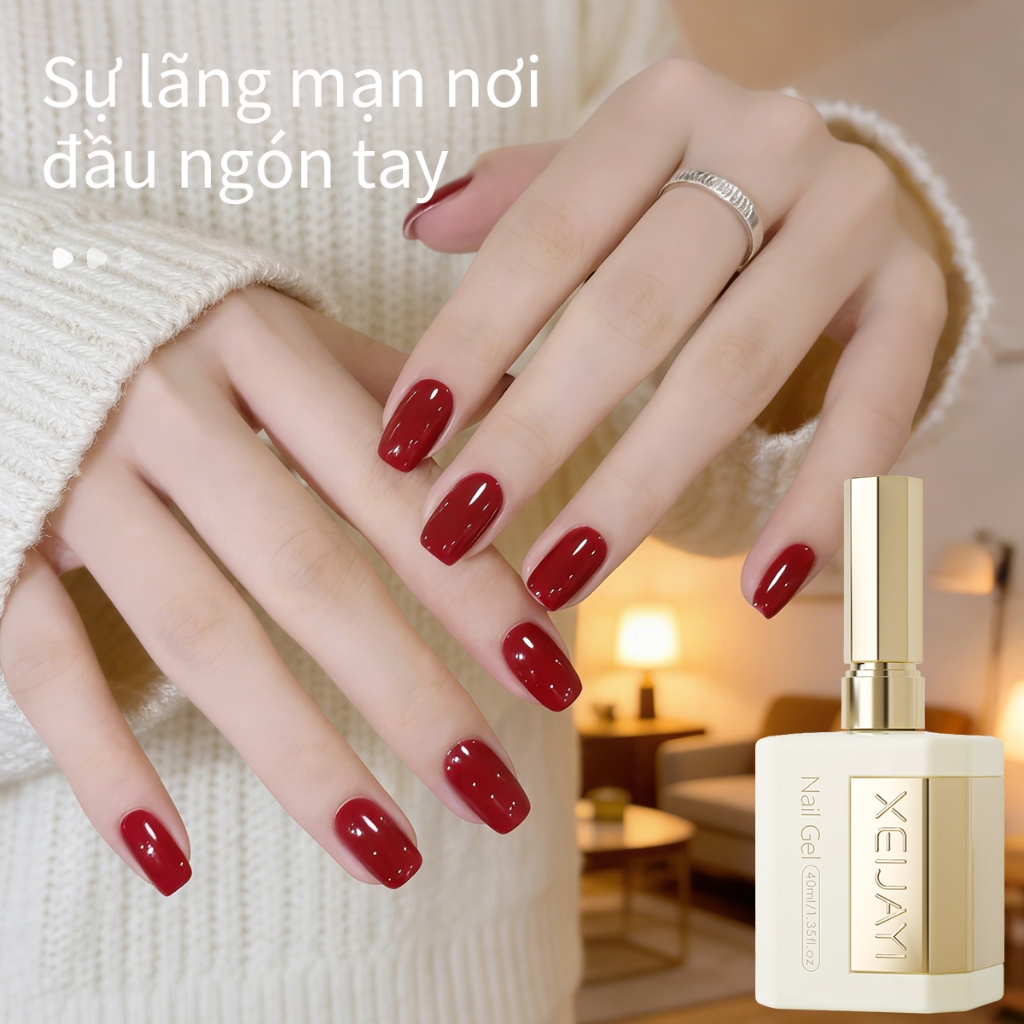 XEIJAYI 40ml sơn móng tay gel màu đỏ cổ điển cổ điển, bền màu, bền màu và phù hợp sử dụng hàng ngày.