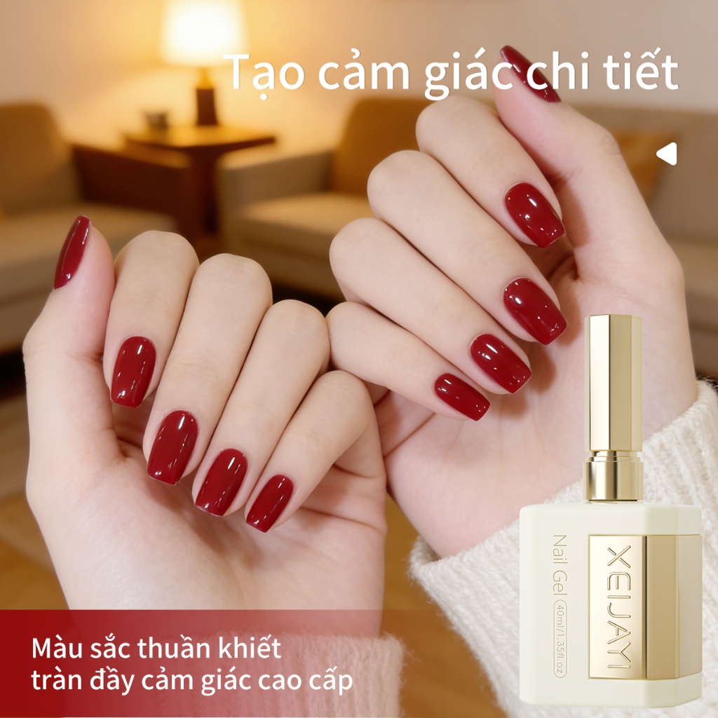 XEIJAYI 40ml sơn móng tay gel màu đỏ cổ điển cổ điển, bền màu, bền màu và phù hợp sử dụng hàng ngày.