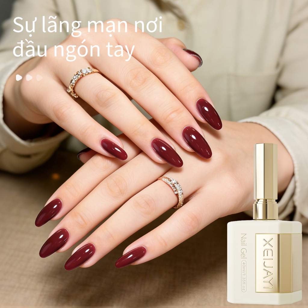 XEIJAYI 40ml - Sơn móng tay dạng gel màu đỏ sẫm cổ điển, phù hợp cho salon và mọi tông da.