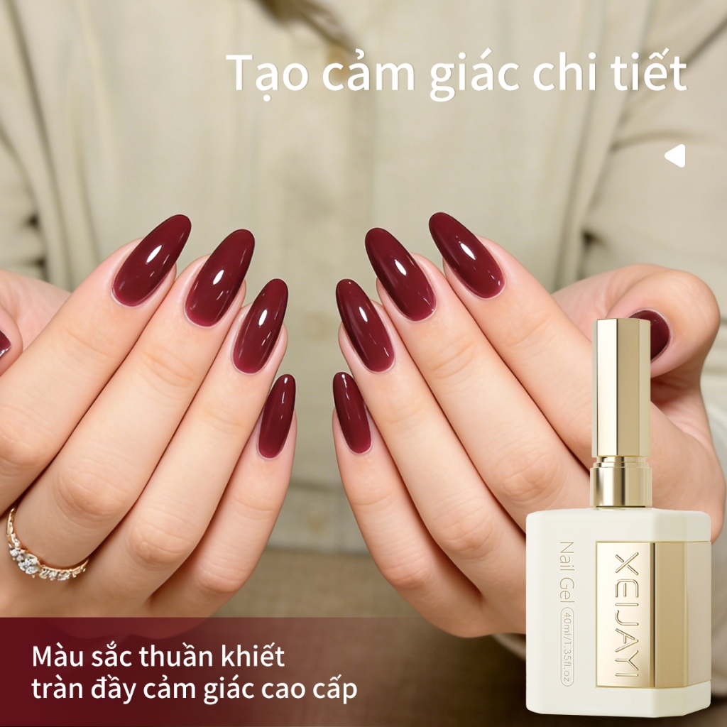 XEIJAYI 40ml - Sơn móng tay dạng gel màu đỏ sẫm cổ điển, phù hợp cho salon và mọi tông da.
