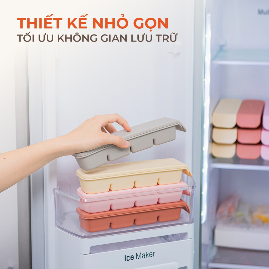 Khay Trữ Đông Đồ Ăn Dặm Firgi Platinum Silicone Đa Năng Có Nắp Đậy Kín Khí An Toàn Cho Bé