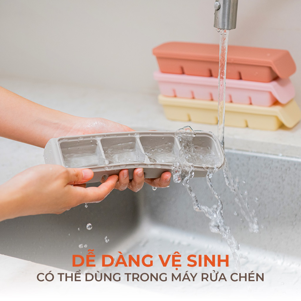 Khay Trữ Đông Đồ Ăn Dặm Firgi Platinum Silicone Đa Năng Có Nắp Đậy Kín Khí An Toàn Cho Bé