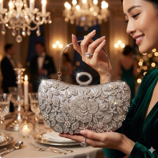Bóp Đầm Cầm Tay Có Dây Đeo Vai Thao Rời Mẫu Trang Tri Hoạ Tiết Cao Cấp