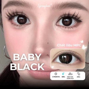 Kính áp tròng Baby Black đen tuyền baby douyin giãn to MPC 3 tháng 0-7 độ | Spring Lens