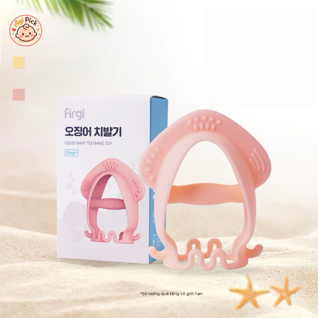 Gặm Nướu Cho Bé Firgi Hàn Quốc Platinum Silicone Hình Mực Không Chứa BPA, Giảm Ngứa Lợi (Kèm Hộp Đựng)