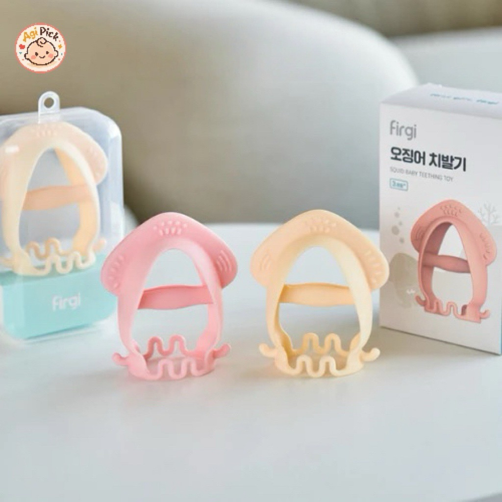 Gặm Nướu Cho Bé Firgi Hàn Quốc Platinum Silicone Hình Mực Không Chứa BPA, Giảm Ngứa Lợi (Kèm Hộp Đựng)