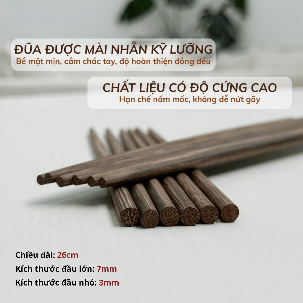 Đũa Buông Cao Cấp (loại 1) Thịnh Gia - 100% Tự Nhiên Không Sơn Phủ, Không Ẩm Mốc, Không Bám Mùi, Dùng Được Máy Rửa Chén