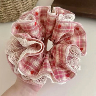 [Handmade] Scrunchies cột tóc tiểu thư xinh xắn họa tiết quả dâu nhí chất liệu vải thô cotton