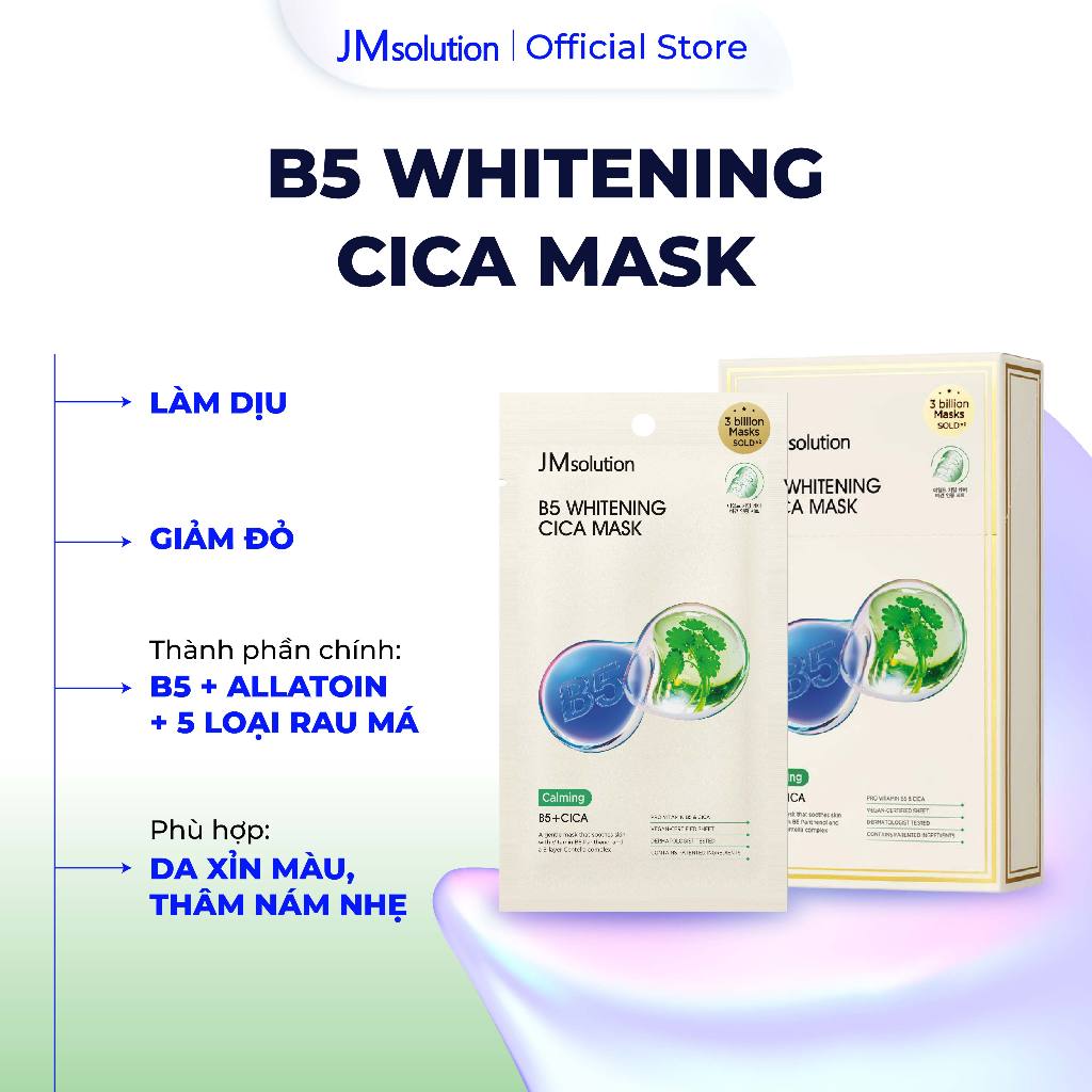 JMsolution Mặt Nạ B5 Whitening Cica Mask Chính Hãng Cấp Ẩm Làm Dịu và Phục Hồi Da