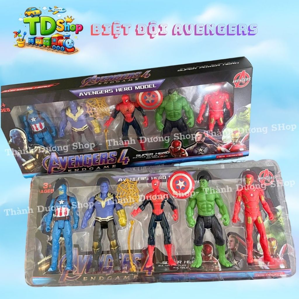 Set Siêu Anh Hùng Avengers Cho Bé | Mô Hình Spider Hulk Iron Man Thanos | Đồ Chơi 3+