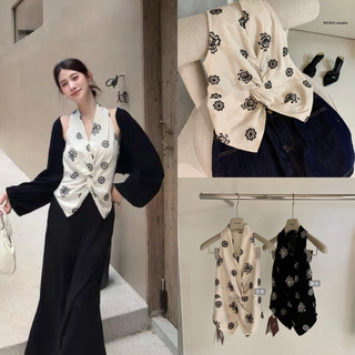 𝐏𝐡𝐢𝐞𝐧 𝐖𝐆𝐖𝐄 | (Sẵn) w9028 Áo Sát Nách Cổ Yếm Chéo Bụng Hoạ Tiết Hoa