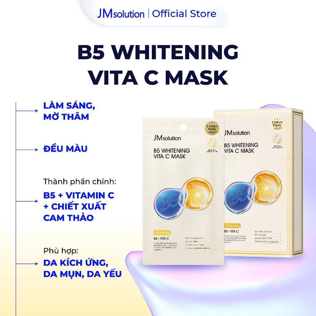 JMsolution Mặt Nạ B5 Whitening Vita C Mask Chính Hãng Cấp Ẩm, Dưỡng Sáng, Giảm Thâm Nám