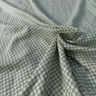 Vải Linen Bột Xanh Hoạ Tiết Caro Nhí Mềm Rũ Khổ 1m40