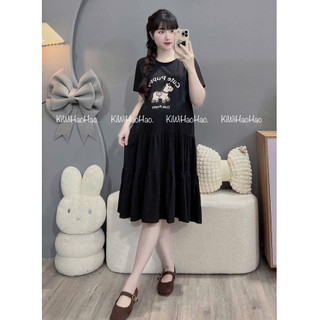 VÁY BẦU CỘC TAY COTTONG IN HÌNH NGỰA TO - 3 Màu ⚡RẺ VÔ ĐỊCH⚡