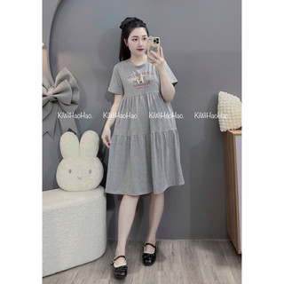 VÁY BẦU CỘC TAY COTTONG 3 Tầng IN Ngựa Nổi - 3 Màu⚡RẺ VÔ ĐỊCH⚡