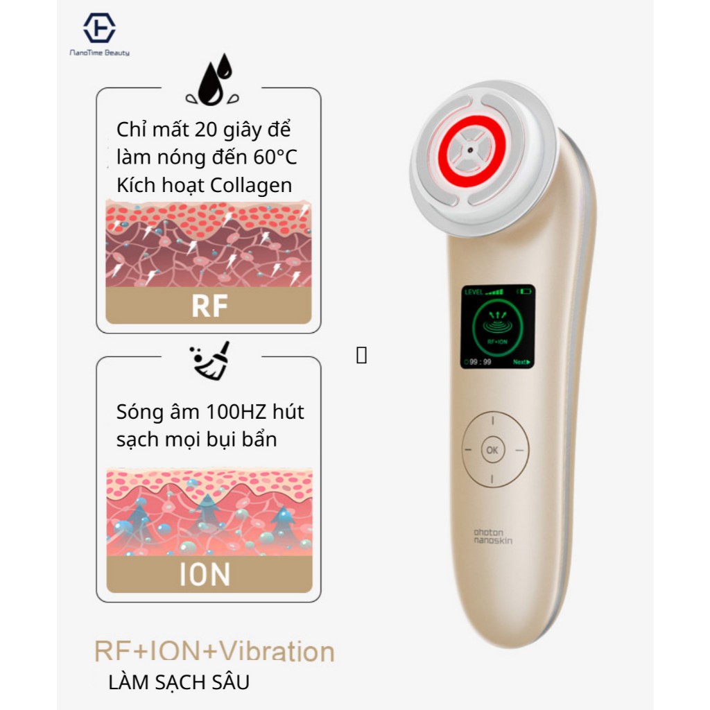 Máy đẩy tinh chất nâng cơ trẻ hoá da công nghệ Photon RF thông minh NanoTime F81E