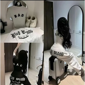Sét Áo Thun Babytee Ôm Body In BAD Chữ Kiểu Phối Kèm Quần Dài Chữ Hông Chất Liệu Cotton Mềm Mịn