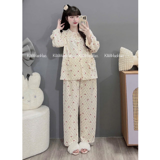 Bộ bầu - Bộ sau sinh - BỘ DÀI VÂN MÂY HÌNH CỔ SEN REN HAI TÚI THỎ - Nhiều Màu, Áo Có Khoá Kéo & Quần Có Chun Chỉnh