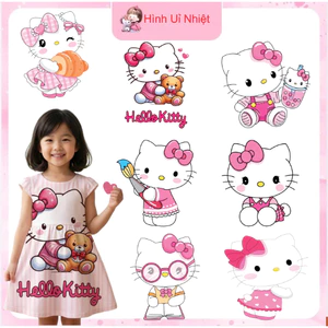 Hình ủi nhiệt in áo mẫu HELLOKITY ủi áo em bé dễ thương,ủi tại nhà bằng bàn là bàn ủi-miếng vá áo DIY