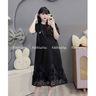 VÁY BẦU CỘC TAY MÌ NƠ CHÂN VÁY PHỐI REN - 3 Màu 💥Freeship💥