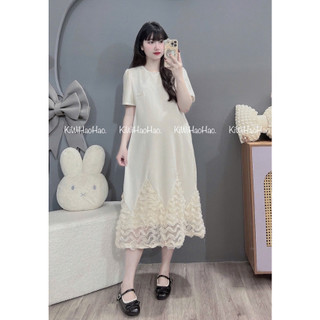 VÁY BẦU CỘC TAY MÌ NƠ CHÂN VÁY PHỐI REN - 3 Màu 💥Freeship💥